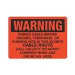 Warning Buried Cable - 10" x 14" Sign